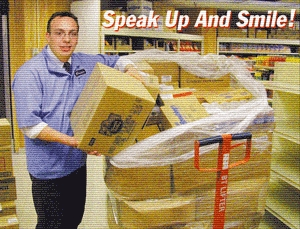 A scene from a Banjo's Food Ranch training video, starring employee Dave Willis.